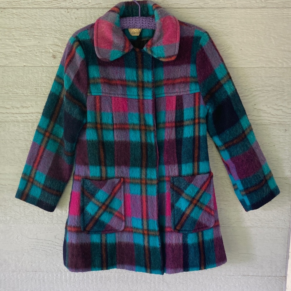 Vibrant Multi-Color Plaid Wool Coat - Picture 2 of 11
